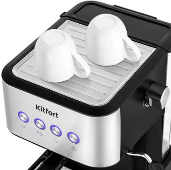 Кофеварка рожковая Kitfort КТ-7140 1050Вт черный/нержавеющая сталь - купить недорого с доставкой в интернет-магазине