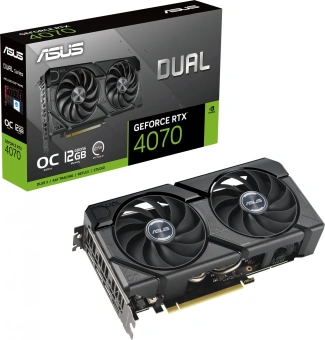 Видеокарта Asus PCI-E 4.0 DUAL-RTX4070-O12GD6-EVO NVIDIA GeForce RTX 4070 12Gb 192bit GDDR6X 2520/21000 HDMIx1 DPx3 HDCP Ret - купить недорого с доставкой в интернет-магазине