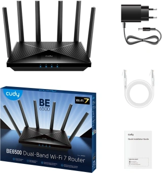 Роутер беспроводной Cudy WR6500 BE6500 10/100/1000BASE-T черный - купить недорого с доставкой в интернет-магазине