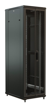 Шкаф серверный WRline (WR-TT-4268-DD-RAL9004) напольный 42U 600x800мм пер.дв.перфор.2ств. задн.дв.перфор.2-хст. 2 бок.пан. 800кг черный 710мм 2055мм IP20 сталь - купить недорого с доставкой в интернет-магазине