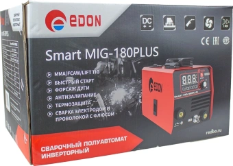 Сварочный аппарат Edon Smart MIG-180PLUS инвертор ММА DC/MIG-MAG/FCAW 7.9кВт - купить недорого с доставкой в интернет-магазине
