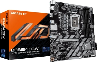 Материнская плата Gigabyte B860M D3W Soc-1851 Intel B860 4xDDR5 mATX AC`97 8ch(7.1) GbLAN RAID+HDMI+DP - купить недорого с доставкой в интернет-магазине