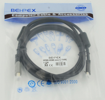 Кабель аудио-видео HDMI (m)/Mini HDMI (m) 2м. феррит.кольца черный - купить недорого с доставкой в интернет-магазине
