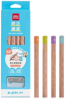 Карандаш ч/г Deli HC123-6B Pupal 6В коробка + точилка - купить недорого с доставкой в интернет-магазине