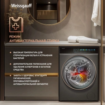 Стиральная машина Weissgauff WM 58411 Direct Drive Inverter Premium класс: A+++ загр.фронтальная макс.:11кг темно-серебристый инвертор - купить недорого с доставкой в интернет-магазине