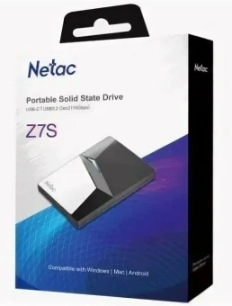 Накопитель SSD Netac USB-C 2TB NT01Z7S-002T-32BK Z7S 2.5" черный - купить недорого с доставкой в интернет-магазине