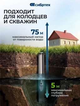 Насос колодезный Сибртех СВН300-15 300Вт 1200л/час вибрационный (99302) - купить недорого с доставкой в интернет-магазине
