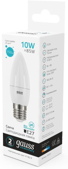 Лампа светодиодная Gauss Elementary 30220 10Вт цок.:E27 свеча 220B св.свеч.бел.нейт. (упак.:10шт) - купить недорого с доставкой в интернет-магазине
