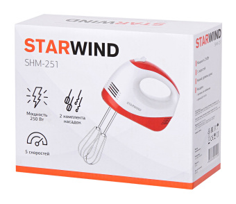 Миксер ручной Starwind SHM-251 250Вт белый/коралловый - купить недорого с доставкой в интернет-магазине