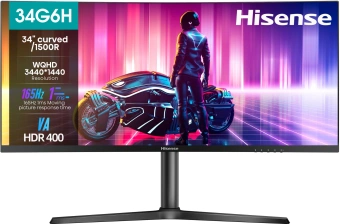Монитор Hisense 34" 34G6H черный VA LED 21:9 HDMI HAS Piv 400cd 178гр/178гр 3440x1440 165Hz FreeSync Premium DP UW 7.6кг - купить недорого с доставкой в интернет-магазине