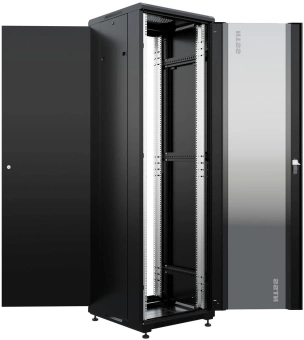 Шкаф коммутационный NTSS Премиум (NTSS-R42U6060GS-BL) напольный 42U 600x600мм пер.дв.стекл металл 900кг черный 510мм 86кг 1987мм IP20 сталь - купить недорого с доставкой в интернет-магазине