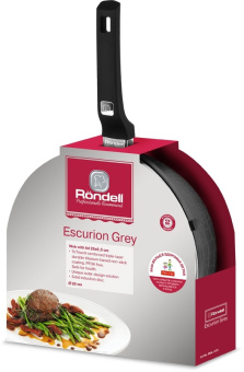 Сковорода ВОК (WOK) Rondell Escurion Grey RDA-1123 круглая 28см покрытие: TriTitan ручка несъемная (с крышкой) серый - купить недорого с доставкой в интернет-магазине