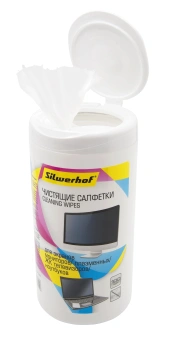 Салфетки Silwerhof 671214 для экранов мониторов/плазменных/ЖК телевизоров/ноутбуков туба 100шт влажных - купить недорого с доставкой в интернет-магазине