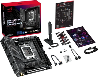 Материнская плата Asus ROG STRIX B860-I GAMING WIFI Soc-1851 Intel B860 2xDDR5 mini-ITX AC`97 8ch(7.1) 2.5Gg RAID+HDMI+DP - купить недорого с доставкой в интернет-магазине