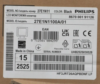 Монитор Philips 27" E Line 27E1N1100A черный IPS LED 16:9 HDMI M/M матовая 1300:1 250cd 178гр/178гр 1920x1080 100Hz FreeSync VGA FHD 4кг - купить недорого с доставкой в интернет-магазине