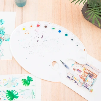 Палитра для смешивания красок Deli 68300 эллипс 400x290мм пластик - купить недорого с доставкой в интернет-магазине