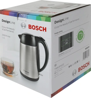 Чайник электрический Bosch TWK3P 1.7л. 2400Вт нержавеющая сталь корпус: металл (TWK3P420) - купить недорого с доставкой в интернет-магазине