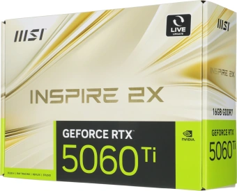 Видеокарта MSI PCI-E 5.0 RTX 5060 TI 16G INSPIRE 2X NVIDIA GeForce RTX 5060TI 16Gb 128bit GDDR7 2572/28000 HDMIx1 DPx3 HDCP Ret - купить недорого с доставкой в интернет-магазине