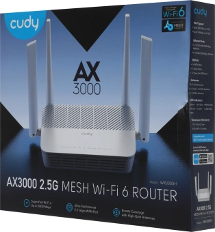 Роутер беспроводной Cudy WR3000H AX3000 100/1000/2500BASE-T белый - купить недорого с доставкой в интернет-магазине