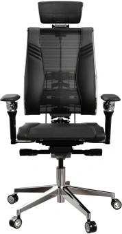 Кресло руководителя эргономичное Метта Yoga Spine Triumph B2 (Черный CC.50.15.13A) Infinity Easy Clean экокожа/сетка с подголов. крестов. алюминий хром - купить недорого с доставкой в интернет-магазине