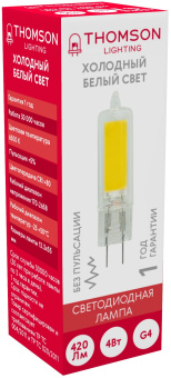 Лампа светодиодная Thomson TH-B4219 4Вт цок.:G4 капсул. 220B 6500K св.свеч.бел.хол. (упак.:1шт) - купить недорого с доставкой в интернет-магазине