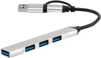 Разветвитель USB-C + USB-A Digma DHUB-4USB-AC-2.0 4порт. серебристый - купить недорого с доставкой в интернет-магазине