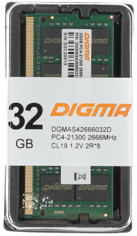 Память DDR4 32Gb 2666MHz Digma DGMAS42666032D RTL PC4-21300 CL19 SO-DIMM 260-pin 1.2В dual rank - купить недорого с доставкой в интернет-магазине