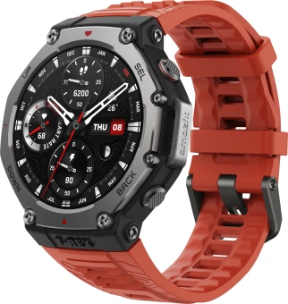 Смарт-часы Amazfit T-Rex 3 A2323 48.5мм 1.5" AMOLED корп.темно-серый рем.красный разм.брасл.:145-210мм (1746757) - купить недорого с доставкой в интернет-магазине