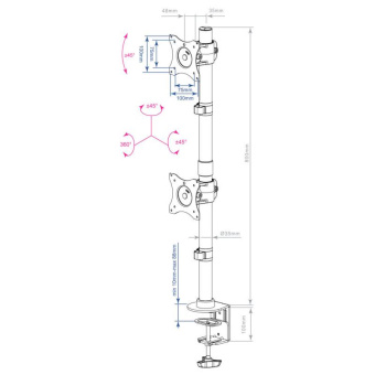 Кронштейн для мониторов Arm Media LCD-T43 черный 15"-32" макс.20кг настольный поворот и наклон верт.перемещ. - купить недорого с доставкой в интернет-магазине