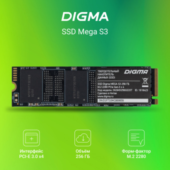 Накопитель SSD Digma PCIe 3.0 x4 256GB DGSM3256GS33T Mega S3 M.2 2280 - купить недорого с доставкой в интернет-магазине