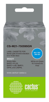 Картридж ленточный Cactus CS-M21-750595GN белый на зеленом 19.1x6.4 для Brady BMP21-PLUS, BMP21-LAB - купить недорого с доставкой в интернет-магазине