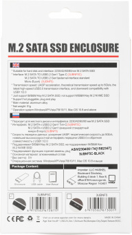 Внешний корпус SSD AgeStar 3UBNF5C SATA III USB 3.0 USB 3.0 Type-С алюминий черный M2 2280 B-key - купить недорого с доставкой в интернет-магазине