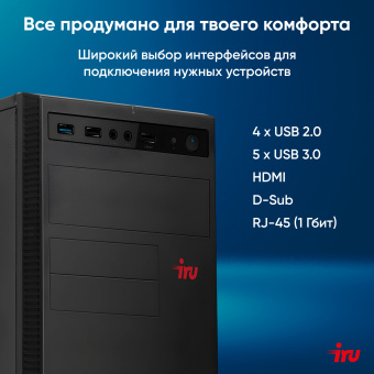 ПК IRU Home 310H6SE MT i3 12100 (3.3) 8Gb SSD512Gb UHDG 730 Free DOS GbitEth 400W черный (1976449) - купить недорого с доставкой в интернет-магазине