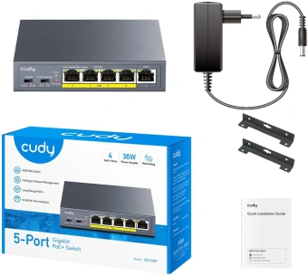 Коммутатор Cudy GS105P (L2) 5x1Гбит/с 4PoE+ управляемый - купить недорого с доставкой в интернет-магазине
