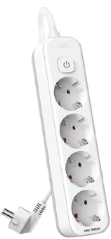 Сетевой фильтр Deli ET436 5м (4 розетки) белый (пакет ПЭ) - купить недорого с доставкой в интернет-магазине