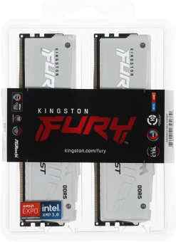 Память DDR5 2x16GB 6000MHz Kingston KF560C36BWE2AK2-32 Fury Beast White Expo RGB RTL PC5-48000 CL36 DIMM 288-pin 1.35В kit single rank с радиатором Ret - купить недорого с доставкой в интернет-магазине