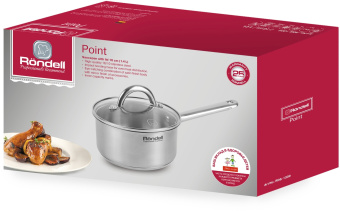 Ковш Rondell Point RDS-1309 1.4л. d=16см (с крышкой) стальной - купить недорого с доставкой в интернет-магазине