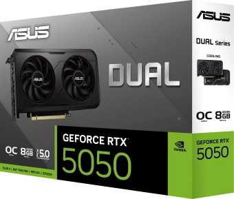 Видеокарта Asus PCI-E 5.0 DUAL-RTX5050-O8G NVIDIA GeForce RTX 5050 8Gb 128bit GDDR6 2647/20000 HDMIx1 DPx3 HDCP Ret - купить недорого с доставкой в интернет-магазине