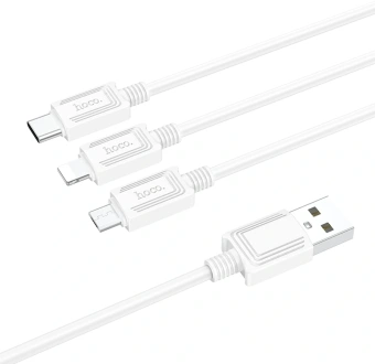Кабель Hoco X74 3-in-1 charging cable(iP+Micro+Type-C) 67370 USB (m)-Lightning (m)/USB Type-C (m)/micro USB (m) 1м черный - купить недорого с доставкой в интернет-магазине