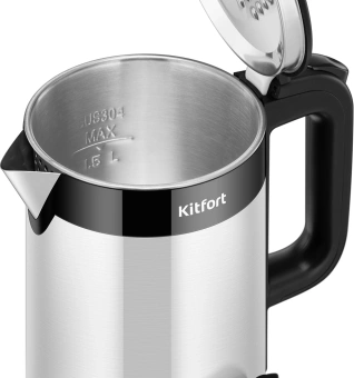 Чайник электрический Kitfort КТ-6691 1.5л. 1500Вт черный/нержавеющая сталь корпус: нерж.сталь/пластик - купить недорого с доставкой в интернет-магазине