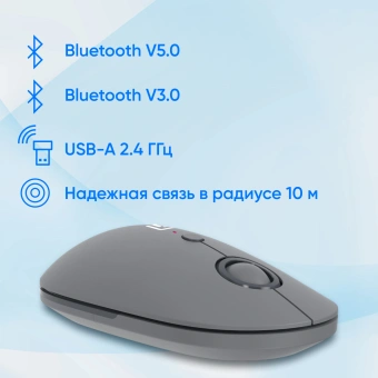 Мышь Оклик 409MW графитовый оптическая 1600dpi silent беспров. BT/Radio USB для ноутбука 4but (2007545) - купить недорого с доставкой в интернет-магазине