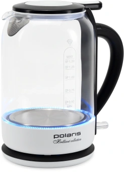 Чайник электрический Polaris PWK 1753CGL 1.5л. 1950Вт белый/черный корпус: стекло/металл/пластик - купить недорого с доставкой в интернет-магазине