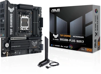 Материнская плата Asus TUF GAMING B850M-PLUS WIFI7 Socket AM5 AMD B850 4xDDR5 mATX AC`97 8ch(7.1) 2.5Gg RAID+HDMI+DP - купить недорого с доставкой в интернет-магазине