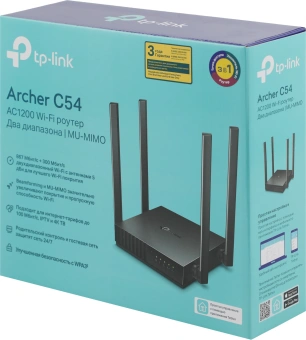 Роутер беспроводной TP-Link Archer C54 AC1200 10/100BASE-TX черный - купить недорого с доставкой в интернет-магазине
