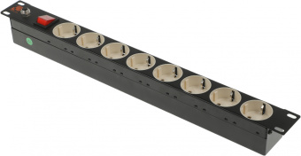 Блок распределения питания Lanmaster LAN-EP19-8P/S гор.размещ. 8xSchuko базовые 10A без вилки - купить недорого с доставкой в интернет-магазине