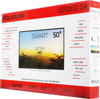 Телевизор LED PolarLine 50" 50PU11TC-SM черный 4K Ultra HD 50Hz DVB-T DVB-T2 DVB-C WiFi Smart TV (RUS) - купить недорого с доставкой в интернет-магазине