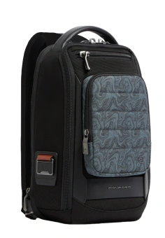 Рюкзак слинг мужской Piquadro Oberon CA7277W150/BLUS темно-синий нейлон/натур.кожа - купить недорого с доставкой в интернет-магазине