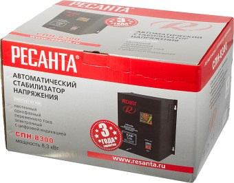Стабилизатор напряжения Ресанта СПН-8300 однофазный черный (63/6/27) - купить недорого с доставкой в интернет-магазине