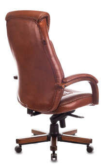 Кресло руководителя Бюрократ T-9924WALNUT светло-коричневый Leather Eichel кожа крестов. металл/дерево - купить недорого с доставкой в интернет-магазине