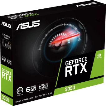Видеокарта Asus PCI-E 4.0 RTX3050-O6G-LP-BRK NVIDIA GeForce RTX 3050 6Gb 96bit GDDR6 1507/14000 DVIx1 HDMIx1 DPx1 HDCP Ret low profile - купить недорого с доставкой в интернет-магазине